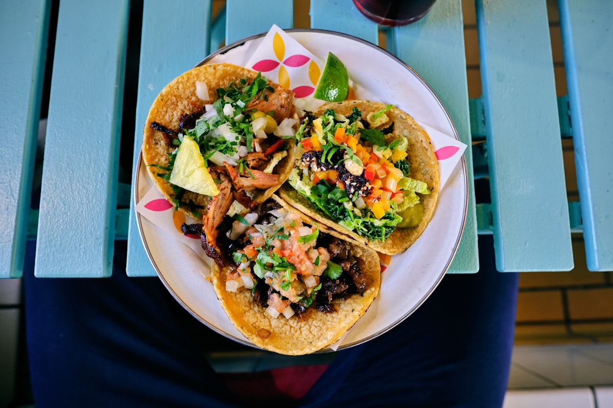 Colourful tacos and Mexican street food